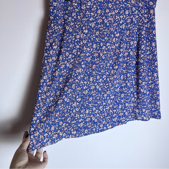 Madewell Porch Side-Button Mini Skirt - Summer Vines Hermitage Blue Size 10 - Picture 6 of 15